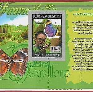 FRENCH GUINEA - ERROR, 2011 IMPERF SHEET: BUTTERFLIES