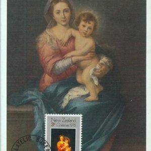 90279  - NIUE - Postal History - MAXIMUM CARD -  ART Religion XMAS 1972  Murillo