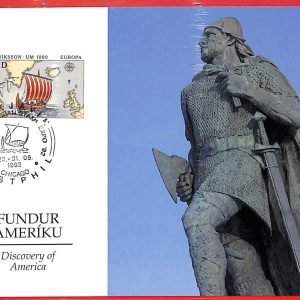 aa3365 - ICELAND Island - MAXIMUM CARD - 1992 EUROPA CEPT  Vikings EIRIKSSON