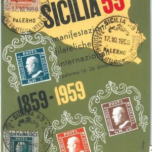 72605 - ITALY - Postal History - FDC MAXIMUM CARD - STAMP CENTENARY Sicilia 1959