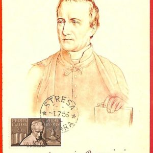 aa3332  -  ITALY - Postal History - FDC MAXIMUM CARD - Rosmini 1955  RELIGION
