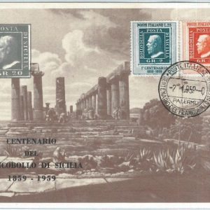 72606 - ITALY - Postal History - FDC MAXIMUM CARD - STAMP CENTENARY Sicilia 1959
