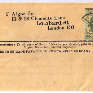 ai1670 - CAPE of GOOD HOPE -  Postal History - Upgraded  STATIONERY WRAPPER 1904