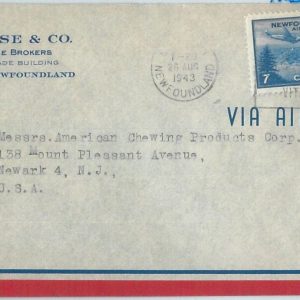 72375 -  NEWFOUNDLAND - POSTAL HISTORY:  Cover to USA 1943 - CENSOR TAPE