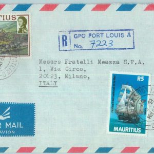 83391 -  MAURITIUS  - POSTAL HISTORY  - Registered COVER to ITALY 1987 - BOATS