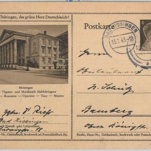 65464 - GERMANY - Postal History -  POSTAL STATIONERY  CARD 1943 - MUSIC Theatre