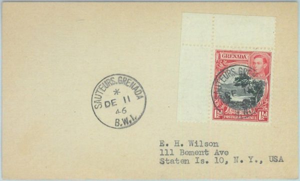 83336 - GRENADA - Postal History -  CARD to USA 1946 : Sauteurs