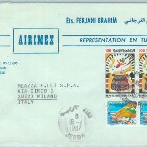 86344 -  TUNISIA  -  Cover to ITALY 1987