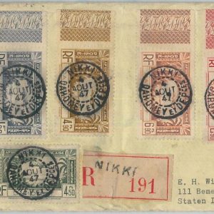 77356 - DAHOMEY  - POSTAL HISTORY -  Registered COVER from NIKKI  1947