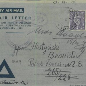 95369  - IRAQ - POSTAL HISTORY - COVER  - POLISH  TROOPS  Anders' Army 1945