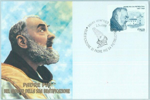 68698 - ITALY - Postal History - MAXIMUM CARD 1999  -  PADRE PIO  Religion