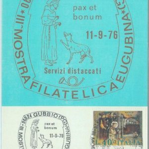 83595 - ITALY - Postal History -  MAXIMUM CARD - Religion 1976  DOGS