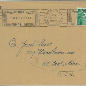 67288 - FRANCE - Postal History -   COVER  -  MUSIC 1952  Opera