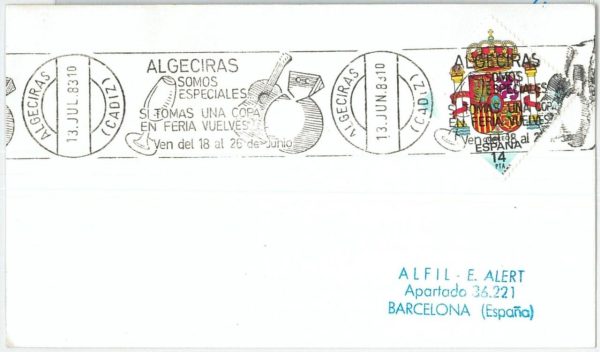 66555 - SPAIN   - POSTAL HISTORY -   POSTMARK on COVER - Music 1983 GUITAR