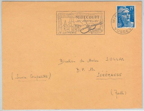 66551- FRANCE  - POSTAL HISTORY -   POSTMARK on COVER - Music 1954 - VIOLIN