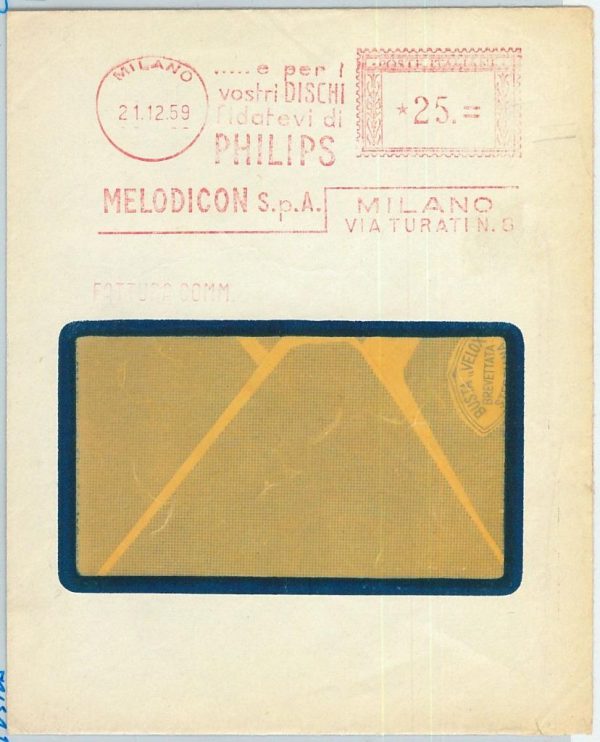 66613 - ITALY - POSTAL HISTORY -  MECHANICAL Postmark on COVER -  MUSIC  1959