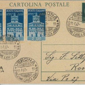 66604 -  ITALY - POSTAL HISTORY - POSTMARK on STATIONERY Card 1947 - MUSIC Lyric