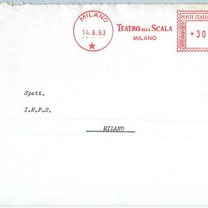 66612 - ITALY - POSTAL HISTORY - MECHANICAL Postmark on COVER: MUSIC Scala 1963