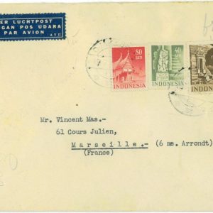 93733 -  INDONESIA  - POSTAL HISTORY -  Airmail COVER to FRANCE 1954