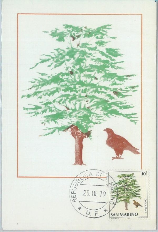 81243- SAN MARINO  - Postal History -  MAXIMUM CARD -  TREES Birds EAGLE 1979