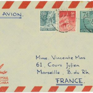 93731 -  INDONESIA  - POSTAL HISTORY -  Airmail COVER to FRANCE 1954