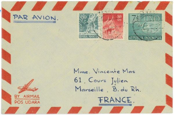 93731 -  INDONESIA  - POSTAL HISTORY -  Airmail COVER to FRANCE 1954