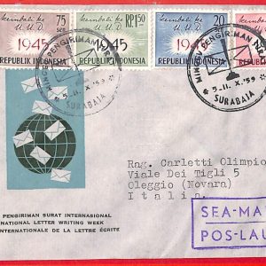 aa0226  -  Indonesia - POSTAL HISTORY -   COVER 1959 Writting Week SEA MAIL