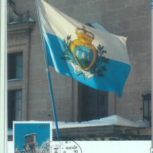 83603 - SAN MARINO - Postal History - MAXIMUM CARD - ARCHITECTURE Flag 1991