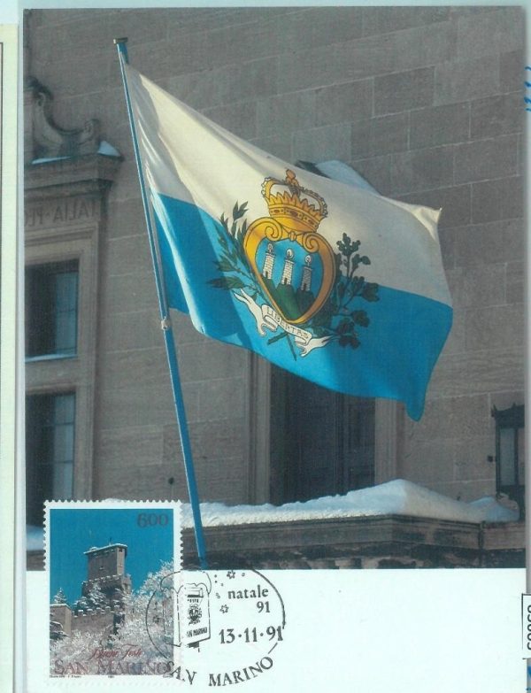 83603 - SAN MARINO - Postal History - MAXIMUM CARD - ARCHITECTURE Flag 1991