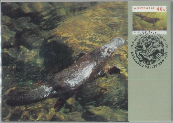 81373 - AUSTRALIA - Set of 6 MAXIMUM CARDS - Fauna BIRDS Platypus   wrapper 1993