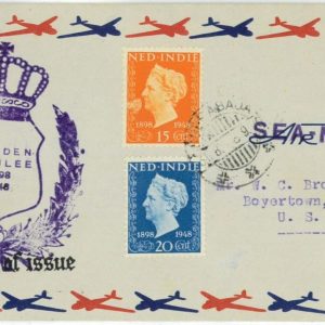 93665 - DUTCH INDIES Indonesia - POSTAL HISTORY - Airmail FDC COVER 1948 Royalty