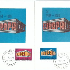 72654 - ITALY - Postal History - Set of 2 MAXIMUM CARD -  EUROPA 1969