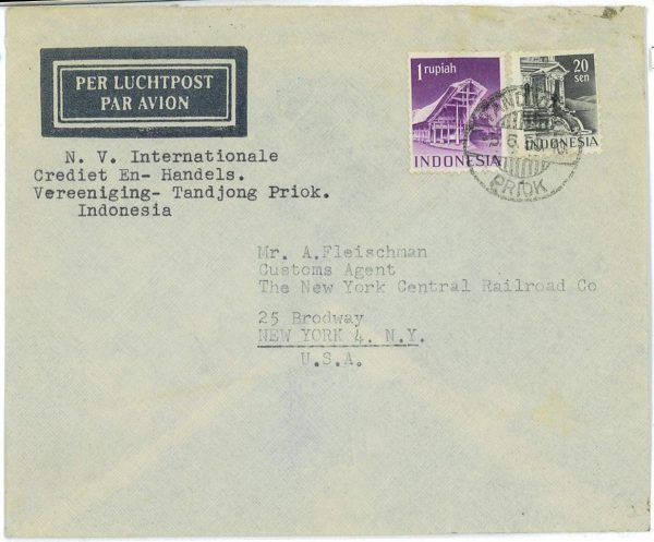 93737 -  INDONESIA  - POSTAL HISTORY -  Airmail COVER to the USA  1950