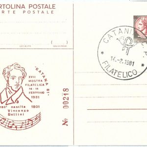 72951 - ITALY- Postal History - POSTAL Stationery Card - MUSIC Bellini  1981
