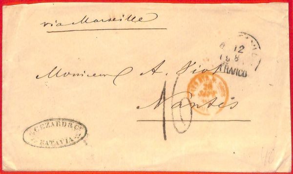 aa0260 -  INDONESIA  - POSTAL HISTORY -  Prephilatelic  COVER to FRANCE  1862