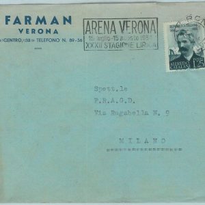 67266 - ITALY  - Postal History -  SPECIAL POSTMARK -  MUSIC 1954  Verona Opera