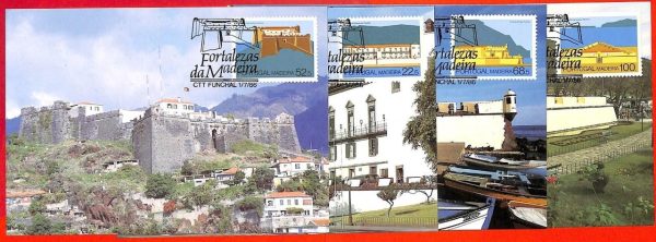 aa3296 - PORTUGAL Madeira - Postal History - 4 MAXIMUM CARD 1986 Architecture