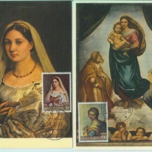 83600 - SAN MARINO - Postal History - set of 4 MAXIMUM CARD - Art RAFAELLO  1963