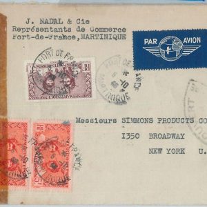 77366 - MARTINIQUE - POSTAL HISTORY -   CENSORED COVER  to USA 1943