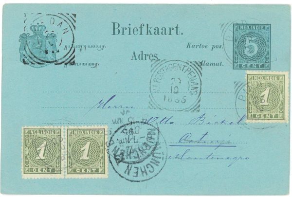 a1513 - DUTCH INDIES - POSTAL HISTORY -  STATIONERY CARD to MONTENEGRO 1895