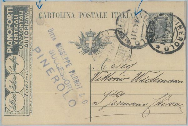 82838 - ITALY - POSTAL HISTORY -  ADVERTISING Stationery Card   MUSIC Piano 1918