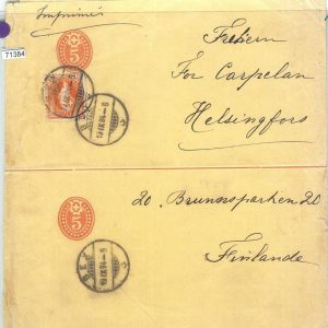 71384 - SWITZERLAND - Postal History -  STATIONERY WRAPPER to FINLAND 1894