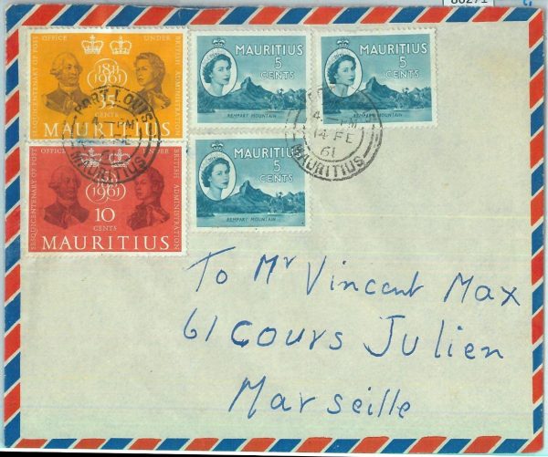 86271 -  MAURITIUS  - POSTAL HISTORY  - Airmail COVER  to FRANCE  1961