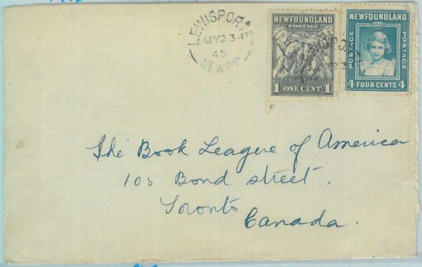 83297 -  NEWFOUNDLAND - POSTAL HISTORY:  Cover to CANADA 1945   LEWISPORTE