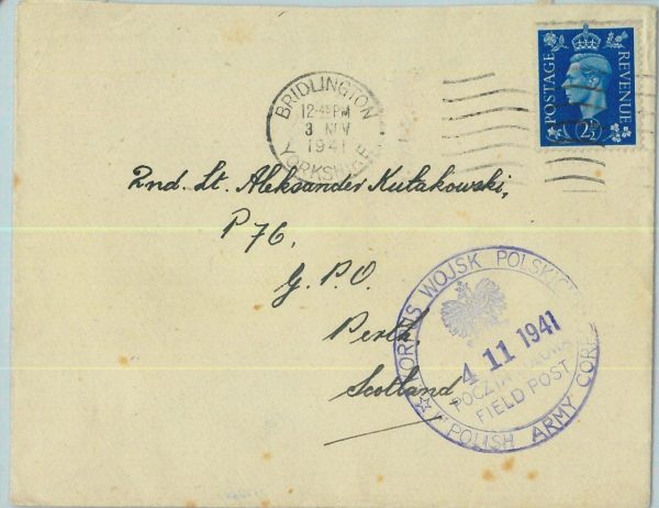 95327 - GB - POSTAL HISTORY - Cover from POLISH TROOPS West I Corps 1941 Aviator