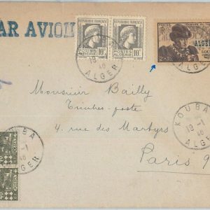 74722 - ALGIERIA - POSTAL HISTORY - AIRMAIL COVER to FRANCE 1946