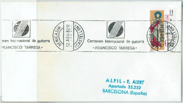 66556 - SPAIN   - POSTAL HISTORY -   POSTMARK on COVER - Music 1982 GUITAR