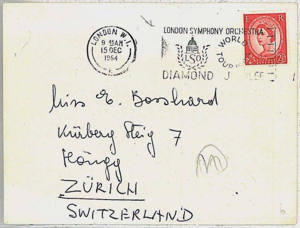 29684  - GB - POSTAL HISTORY - Postmark on COVER - 1964 MUSIC Symphony Orchestra