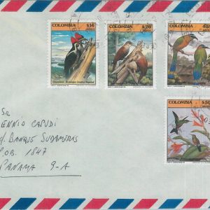 75749 - COLOMBIA - Postal History AIRMAIL Cover to PANAMA 1989 Birds WOODPECKER