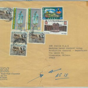 84513 -  ETHIOPIA - Postal History - COVER to ITALY  1975 - Animals ARCHITECTURE